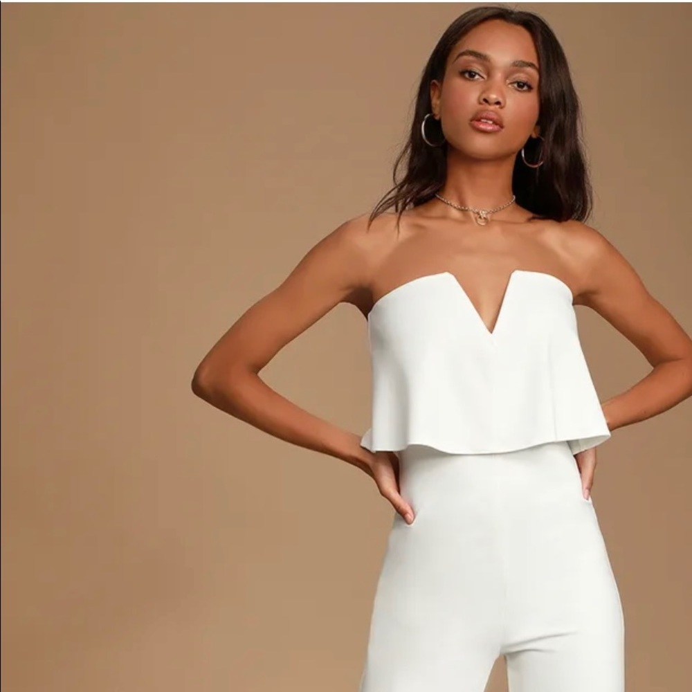 LuLus Power of Love White Strapless Jumpsuit - NWT